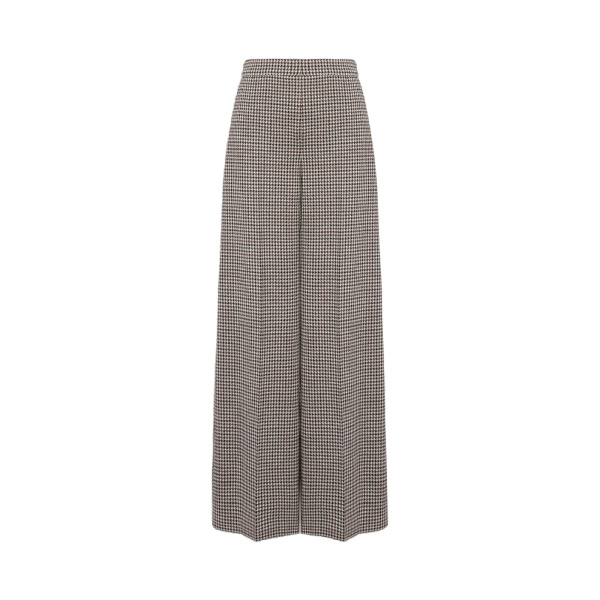 Max Mara Umile Wide Houndstooth Jersey Trousers in Tobacco | Wide leg pants | Luxury Shoes 
