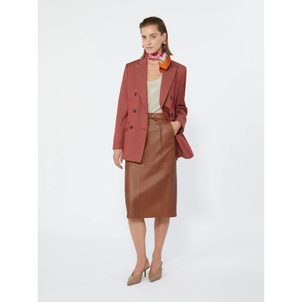 Max Mara Unione Double-Breasted Wool Gabardine Blazer in Red | Blazers | Luxury Shoes 