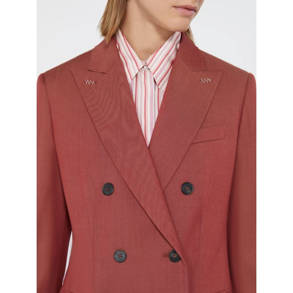 Max Mara Unione Double-Breasted Wool Gabardine Blazer in Red | Blazers | Luxury Shoes 