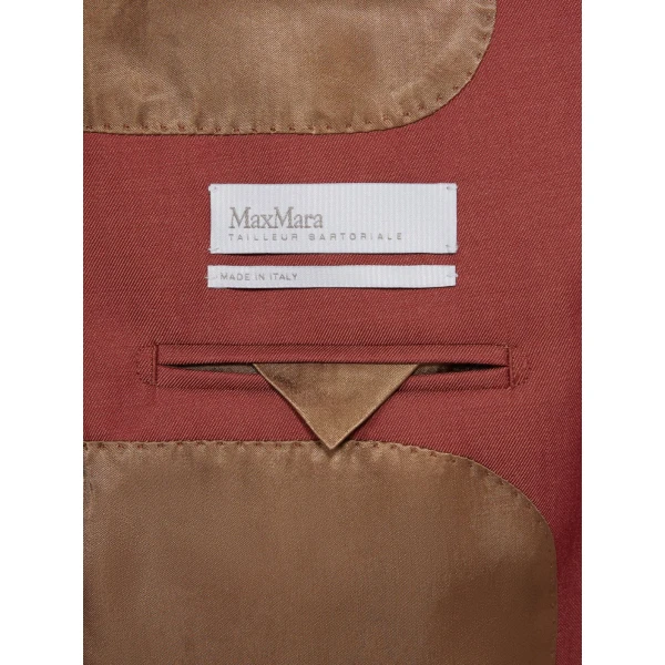 Max Mara Unione Double-Breasted Wool Gabardine Blazer in Red | Blazers | Luxury Shoes 