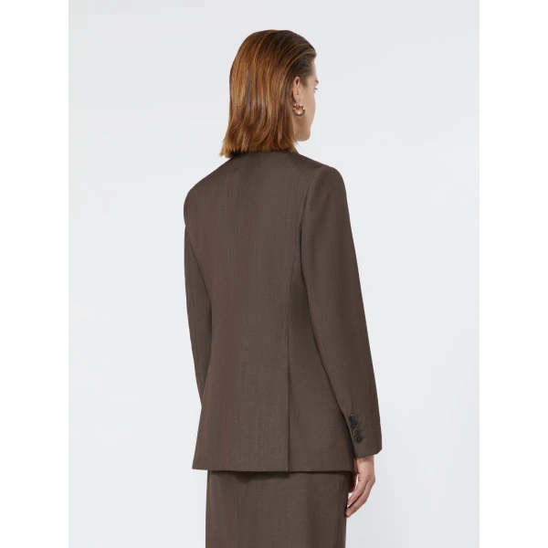Max Mara Unione Double-Breasted Wool Gabardine Blazer in Tobacco | Blazers | Luxury Shoes 