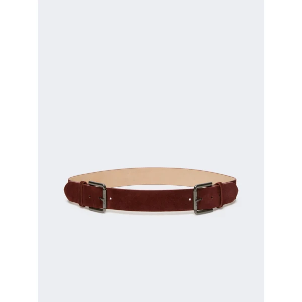 Max Mara Unno Studded Leather Belt in Amber Brown | Belts | Luxury Shoes 