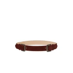 Max Mara Unno Studded Leather Belt in Amber Brown | Belts | Luxury Shoes 