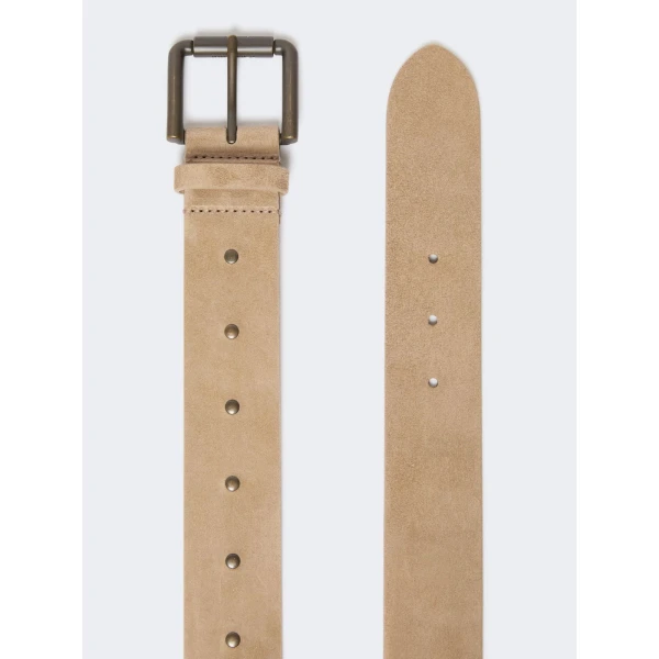Max Mara Unno Studded Leather Belt in Beige | Belts | Luxury Shoes 