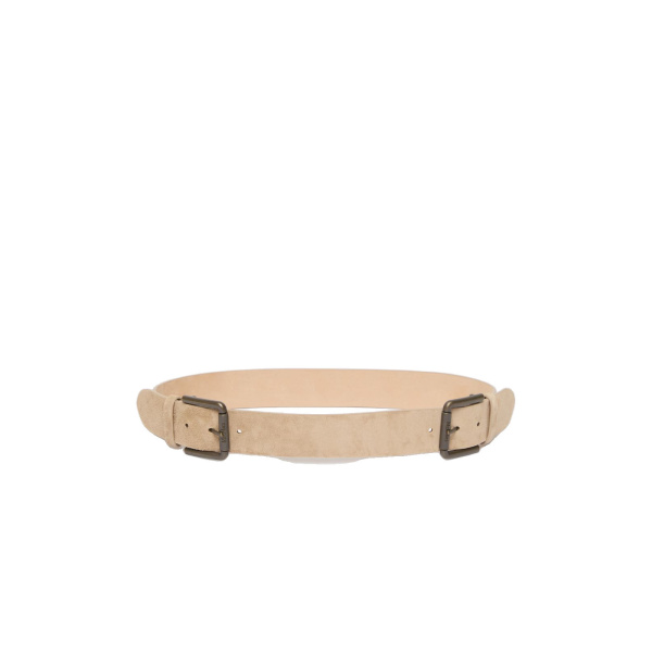Max Mara Unno Studded Leather Belt in Beige | Belts | Luxury Shoes 