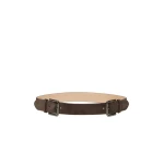 Max Mara Unno Studded Leather Belt in Dark Brown | Belts | Luxury Shoes 