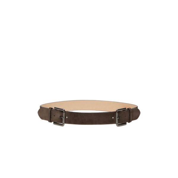 Max Mara Unno Studded Leather Belt in Dark Brown | Belts | Luxury Shoes 