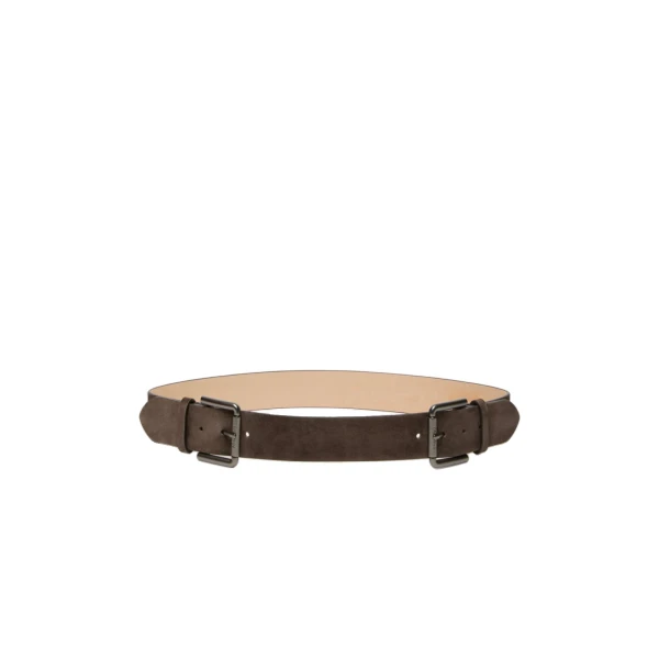 Max Mara Unno Studded Leather Belt in Dark Brown | Belts | Luxury Shoes 