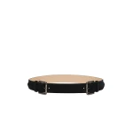 Max Mara Unno Studded Leather Belt in Dark Grey | Belts | Luxury Shoes 