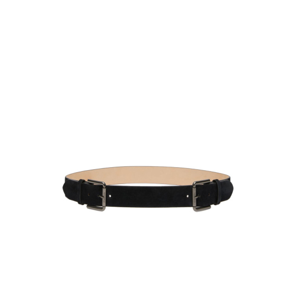 Max Mara Unno Studded Leather Belt in Dark Grey | Belts | Luxury Shoes 