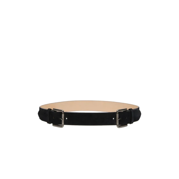 Max Mara Unno Studded Leather Belt in Dark Grey | Belts | Luxury Shoes 