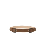 Max Mara Unno Studded Leather Belt in Hazelnut Brown | Belts | Luxury Shoes 