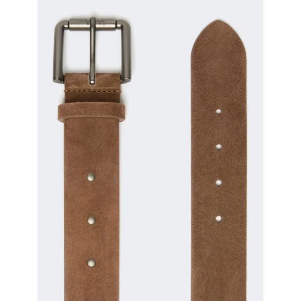 Max Mara Unno Studded Leather Belt in Hazelnut Brown | Belts | Luxury Shoes 