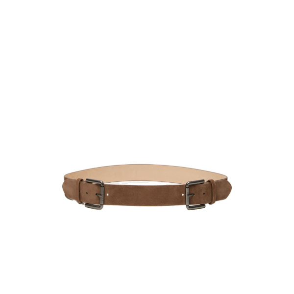 Max Mara Unno Studded Leather Belt in Hazelnut Brown | Belts | Luxury Shoes 
