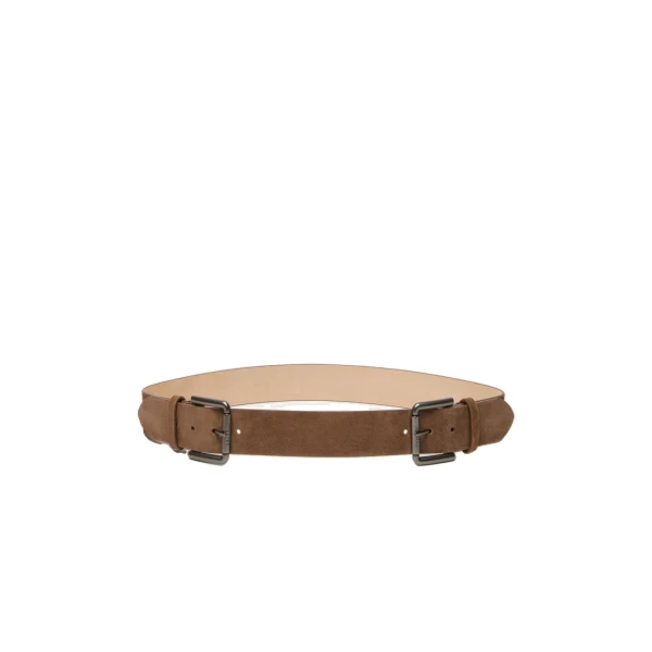 Unno Studded Leather Belt in Hazelnut Brown