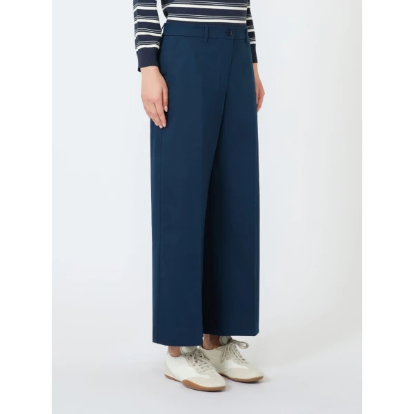 Max Mara Urial Cotton Satin Cropped Trousers in Navy | Tailored pants | Luxury Shoes 