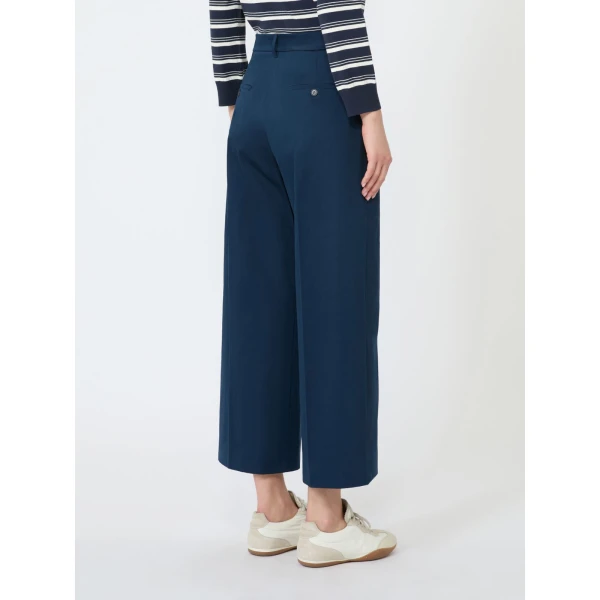 Max Mara Urial Cotton Satin Cropped Trousers in Navy | Tailored pants | Luxury Shoes 