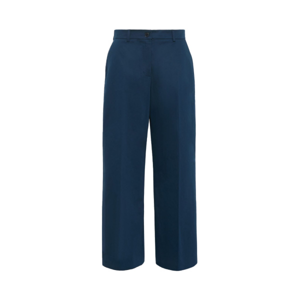 Max Mara Urial Cotton Satin Cropped Trousers in Navy | Tailored pants | Luxury Shoes 