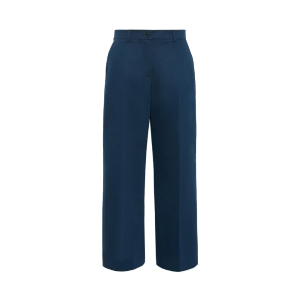 Max Mara Urial Cotton Satin Cropped Trousers in Navy | Tailored pants | Luxury Shoes 