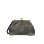 Max Mara Utile XXL Textured Suede Pasticcino Bag in Dark Grey | Clutch Bags | Luxury Shoes 