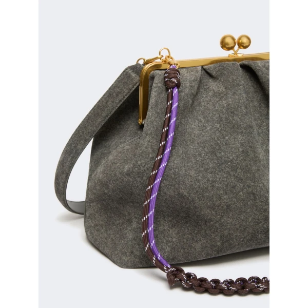 Max Mara Utile XXL Textured Suede Pasticcino Bag in Dark Grey | Clutch Bags | Luxury Shoes 