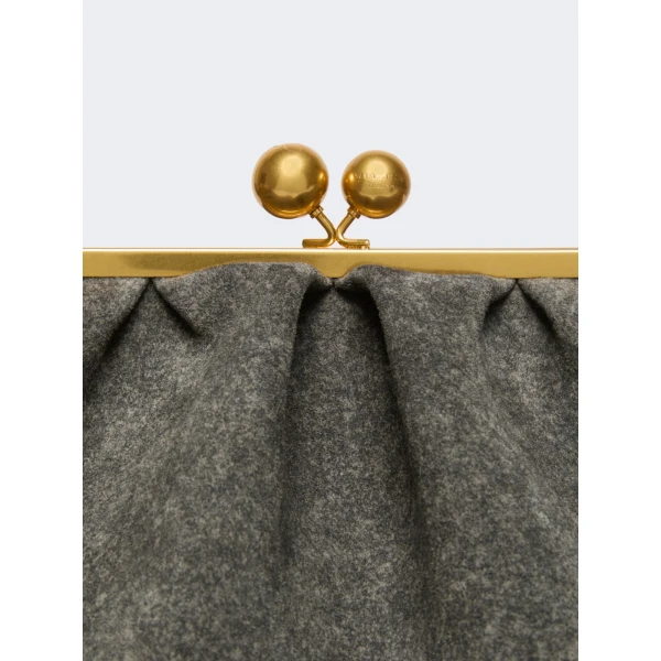Max Mara Utile XXL Textured Suede Pasticcino Bag in Dark Grey | Clutch Bags | Luxury Shoes 