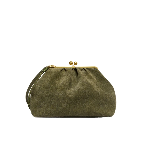 Max Mara Utile XXL Textured Suede Pasticcino Bag in Olive Green | Clutch Bags | Luxury Shoes 