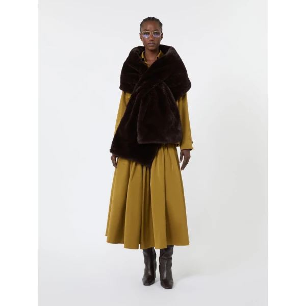 Max Mara Valle Cotton-Blend Satin Flared Skirt in Mustard | Midi Skirts | Luxury Shoes 