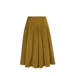 Max Mara Valle Cotton-Blend Satin Flared Skirt in Mustard | Midi Skirts | Luxury Shoes 