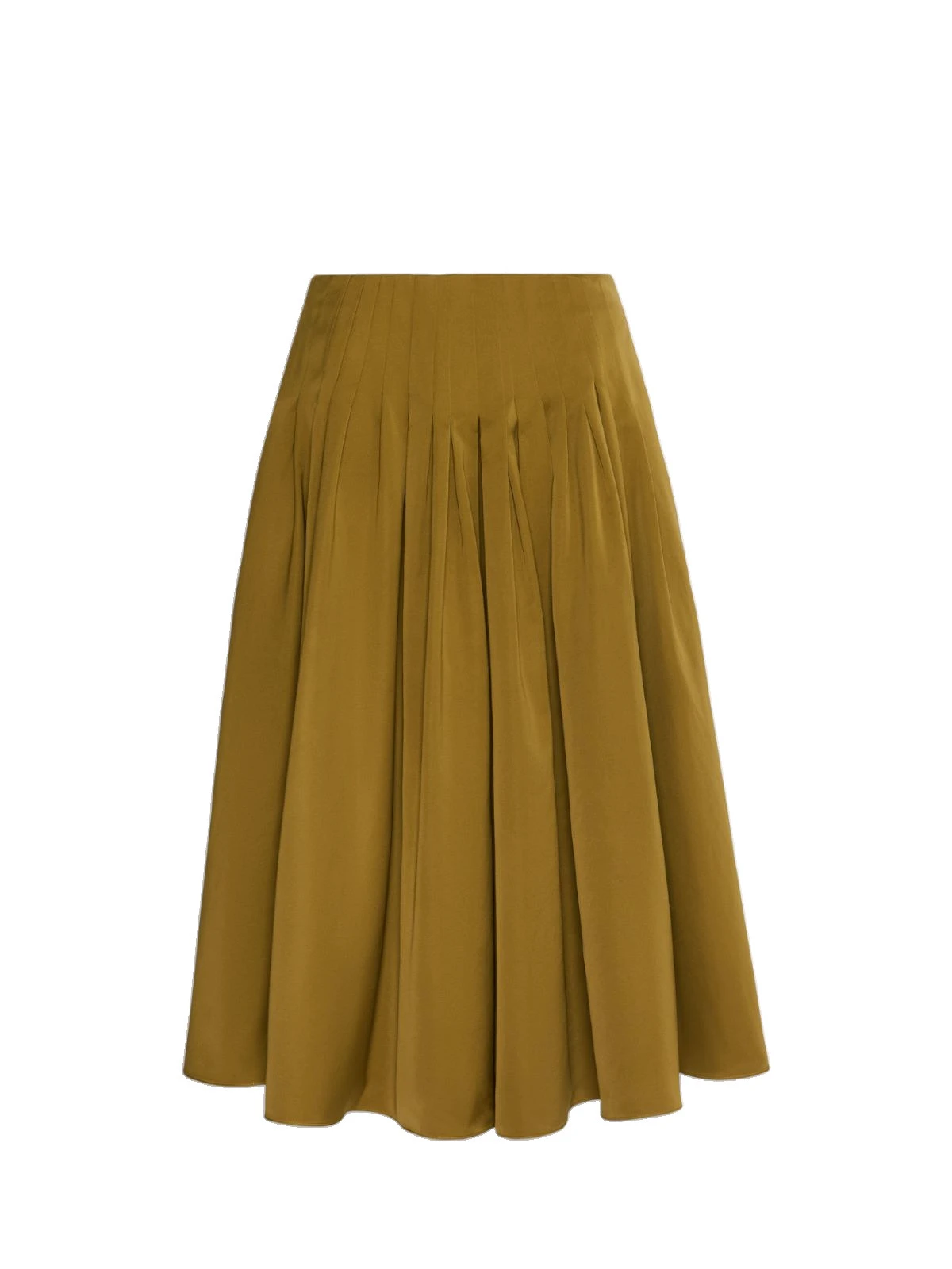 Max Mara Valle Cotton-Blend Satin Flared Skirt in Mustard Max Mara Valle Cotton-Blend Satin Flared Skirt in Mustard | Midi Skirts | Luxury Shoes
