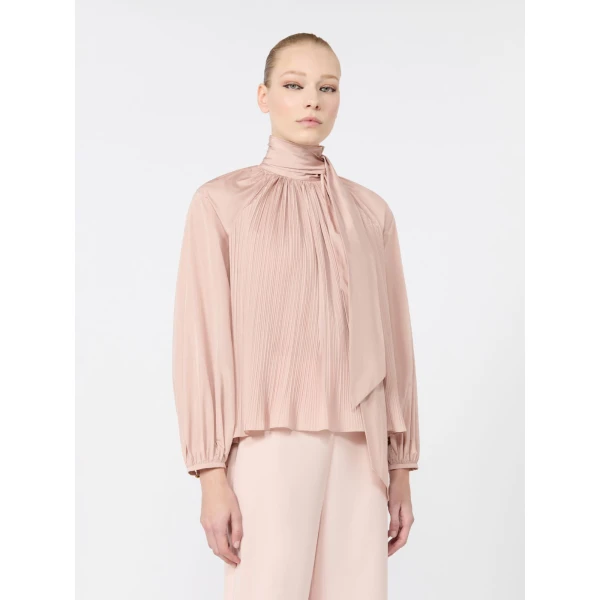 Max Mara Valle Silk Taffeta Blouse in Powder Pink | Blouse | Luxury Shoes 