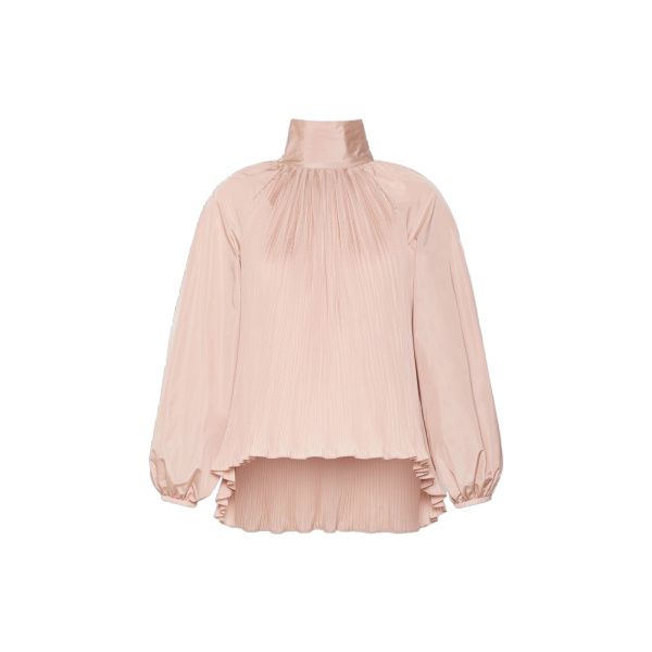 Max Mara Valle Silk Taffeta Blouse in Powder Pink | Blouse | Luxury Shoes 