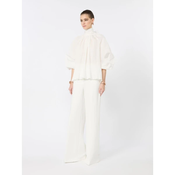 Max Mara Valle Silk Taffeta Blouse in White | Blouse | Luxury Shoes 