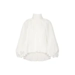 Max Mara Valle Silk Taffeta Blouse in White | Blouse | Luxury Shoes 
