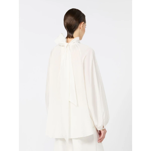 Max Mara Valle Silk Taffeta Blouse in White | Blouse | Luxury Shoes 