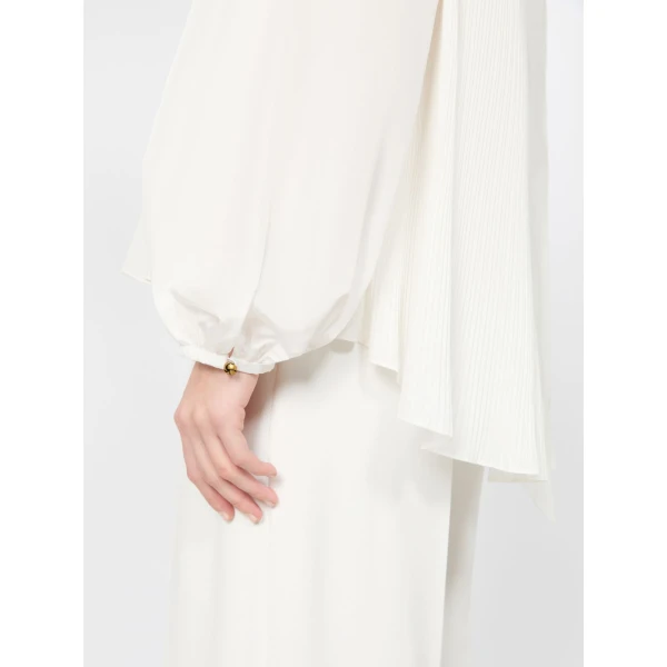Max Mara Valle Silk Taffeta Blouse in White | Blouse | Luxury Shoes 