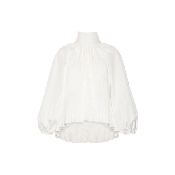 Max Mara Valle Silk Taffeta Blouse in White | Blouse | Luxury Shoes 