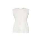Max Mara Vallo Sleeveless Cotton Poplin Blouse in White | Blouse | Luxury Shoes 
