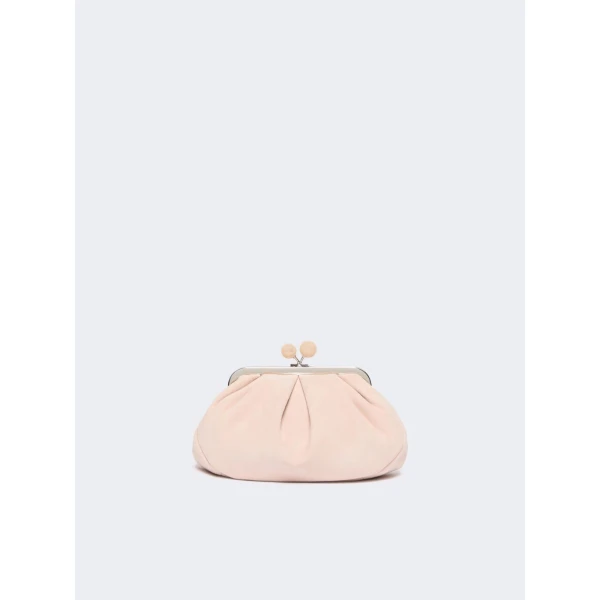 Max Mara Valois Small Suede Pasticcino Bag in Beige | Clutch Bags | Luxury Shoes 
