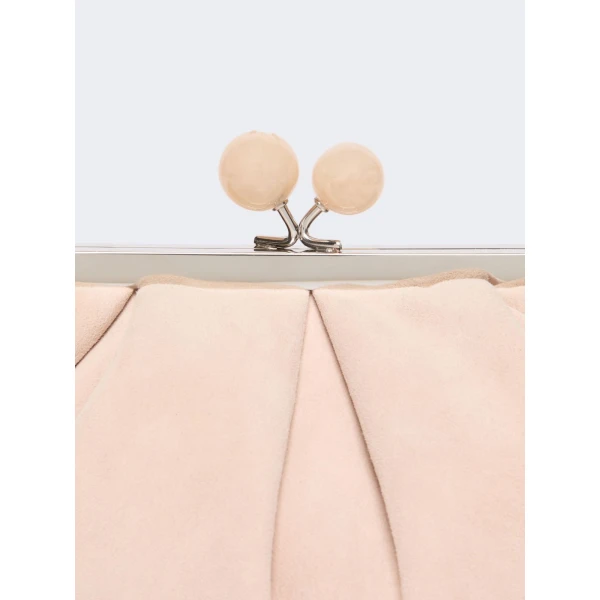 Max Mara Valois Small Suede Pasticcino Bag in Beige | Clutch Bags | Luxury Shoes 