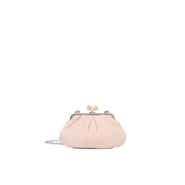 Max Mara Valois Small Suede Pasticcino Bag in Beige | Clutch Bags | Luxury Shoes 