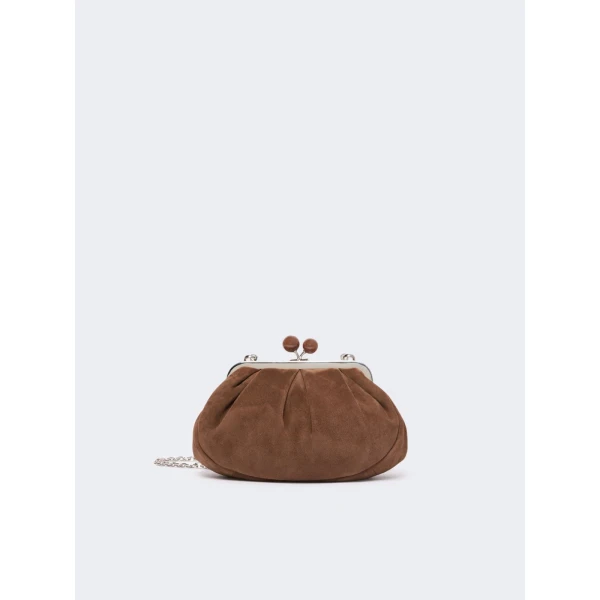 Max Mara Valois Small Suede Pasticcino Bag in Chocolate | Clutch Bags | Luxury Shoes 