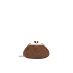Max Mara Valois Small Suede Pasticcino Bag in Chocolate | Clutch Bags | Luxury Shoes 