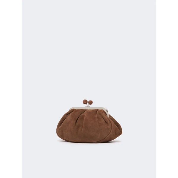 Max Mara Valois Small Suede Pasticcino Bag in Chocolate | Clutch Bags | Luxury Shoes 