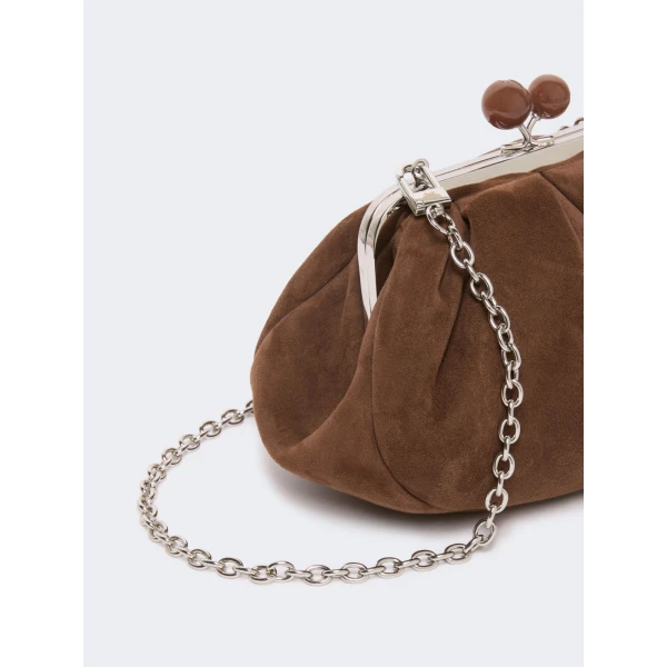Max Mara Valois Small Suede Pasticcino Bag in Chocolate | Clutch Bags | Luxury Shoes 