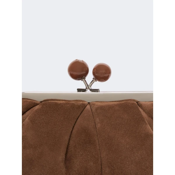 Max Mara Valois Small Suede Pasticcino Bag in Chocolate | Clutch Bags | Luxury Shoes 
