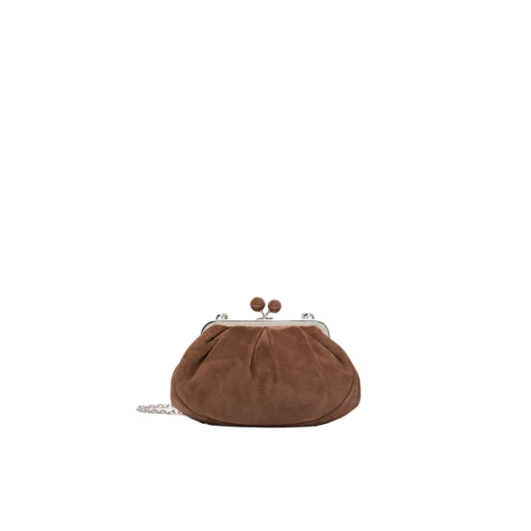 Max Mara Valois Small Suede Pasticcino Bag in Chocolate | Clutch Bags | Luxury Shoes 
