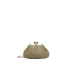 Max Mara Valois Small Suede Pasticcino Bag in Sage Green | Clutch Bags | Luxury Shoes 