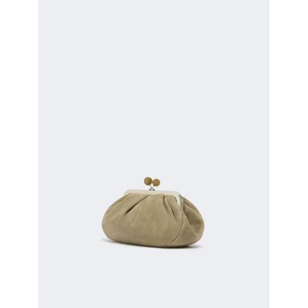 Max Mara Valois Small Suede Pasticcino Bag in Sage Green | Clutch Bags | Luxury Shoes 