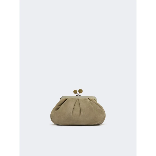 Max Mara Valois Small Suede Pasticcino Bag in Sage Green | Clutch Bags | Luxury Shoes 